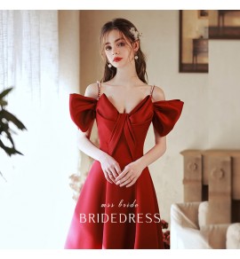 少女禮服裙V領蝴蝶結長裙