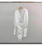 少女連身裙V領泡泡袖禮服裙