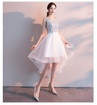 女裝禮服裙圓領無袖前短後長裙