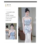 晚裝禮服裙抹胸掛脖流蘇長裙