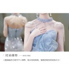 晚裝禮服裙抹胸掛脖流蘇長裙