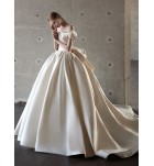 新娘婚纱禮服裙一字肩褶皺長裙