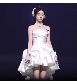 晚裝禮服裙抹胸緞面輕婚紗短裙