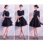 少女禮服裙圓領蕾絲中袖短裙