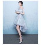 少女禮服裙一字肩短袖前短後長裙