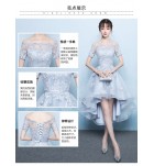 少女禮服裙一字肩短袖前短後長裙
