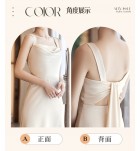 少女禮服裙香檳色冰絲綢中長裙