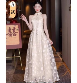 晚裝禮服裙香檳色伴娘服長裙