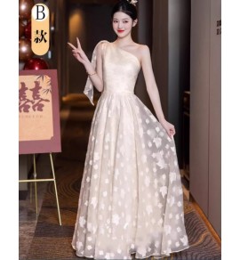 晚裝禮服裙香檳色伴娘服長裙