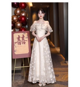 晚裝禮服裙香檳色伴娘服長裙