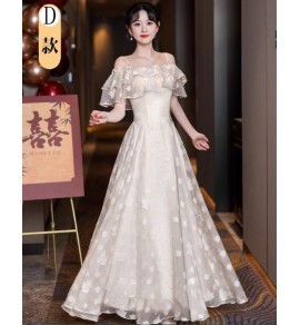 晚裝禮服裙香檳色伴娘服長裙
