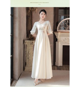 女裝禮服裙繡花姊妹團長裙