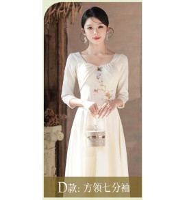 女裝禮服裙繡花姊妹團長裙