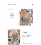 女裝禮服裙方領露背演出服長裙