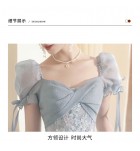 女裝禮服裙方領露背演出服長裙