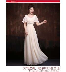 女裝禮服裙V領雪紡演出服長裙