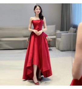 晚裝禮服裙性感抹胸收腰不規則長裙