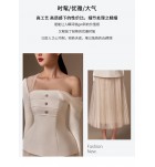少女套裝裙單肩長袖網紗半裙兩件套