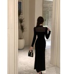女裝連身裙立領長袖長裙