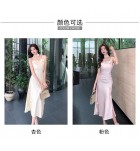少女連身裙緞面吊帶立體花朵禮服裙