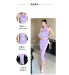 女裝連身裙掛脖露肩中長裙