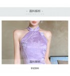 女裝連身裙掛脖露肩中長裙