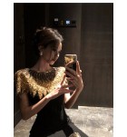 女裝吊帶長裙珠片披肩聚會禮服裙