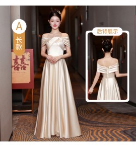 少女禮服裙香檳色緞面長裙