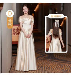 少女禮服裙香檳色緞面長裙