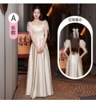 少女禮服裙香檳色緞面長裙