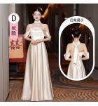 少女禮服裙香檳色緞面長裙