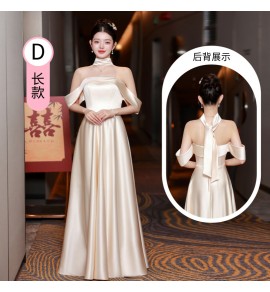 少女禮服裙香檳色緞面長裙