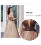 少女禮服裙吊帶深V領露背長裙