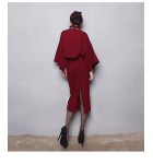 女裝套裝裙蝙蝠袖上衣開叉半身裙兩件套