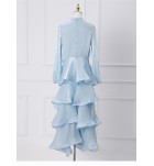 少女禮服裙圍巾領荷葉邊蛋糕裙