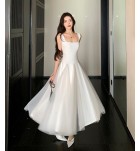 少女禮服裙吊帶方領網紗蓬蓬裙
