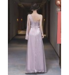 少女禮服裙紫色派對伴娘服長裙