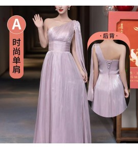 少女禮服裙紫色派對伴娘服長裙