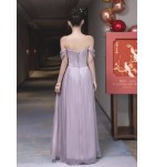 少女禮服裙紫色派對伴娘服長裙