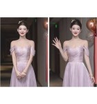 少女禮服裙紫色派對伴娘服長裙