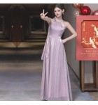 少女禮服裙紫色派對伴娘服長裙