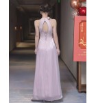 少女禮服裙紫色派對伴娘服長裙