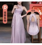 少女禮服裙紫色派對伴娘服長裙