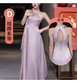 少女禮服裙紫色派對伴娘服長裙