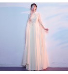 晚裝禮服裙立領長水袖繡花長裙