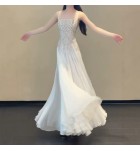 晚裝禮服裙鑲鑽吊帶露背長裙