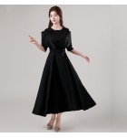 晚裝禮服裙U領中袖中長裙