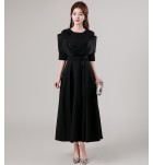晚裝禮服裙U領中袖中長裙