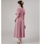 晚裝禮服裙U領中袖中長裙