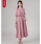 晚裝禮服裙U領中袖中長裙